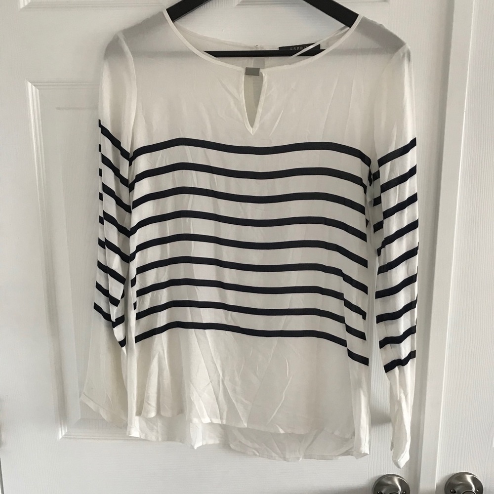 Esprit Top-White Stripes-Size S